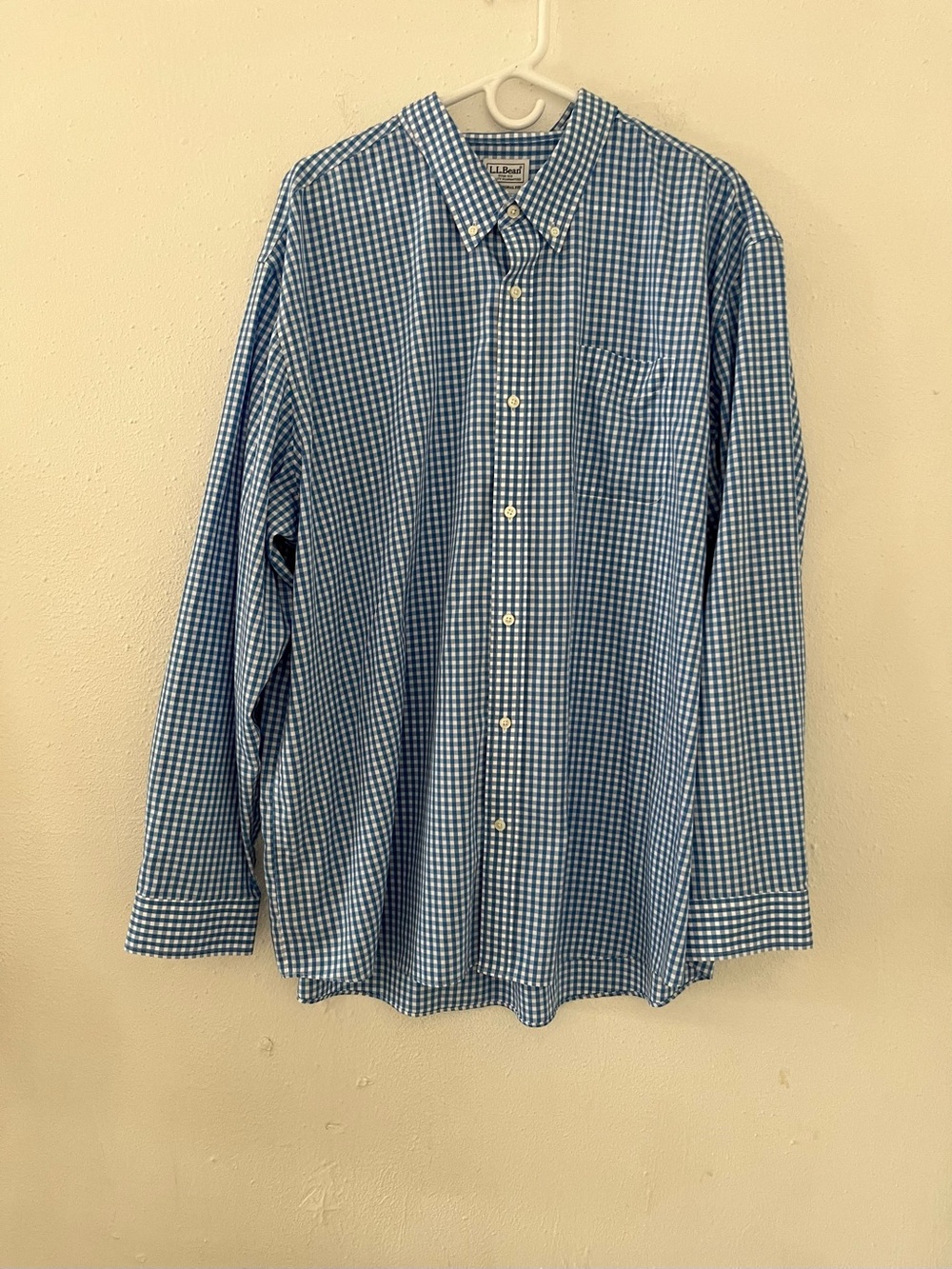L.L. Bean Blue and White Gingham Button-Down Shirt
